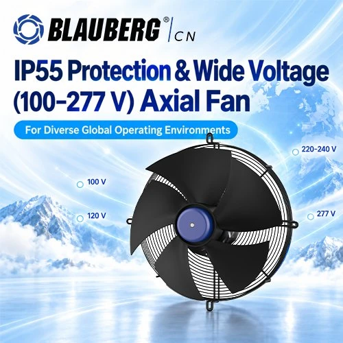 Protecció IP55 i ventiladors axials de-tensió ample (100–277 V) per a aplicacions globals i multi...