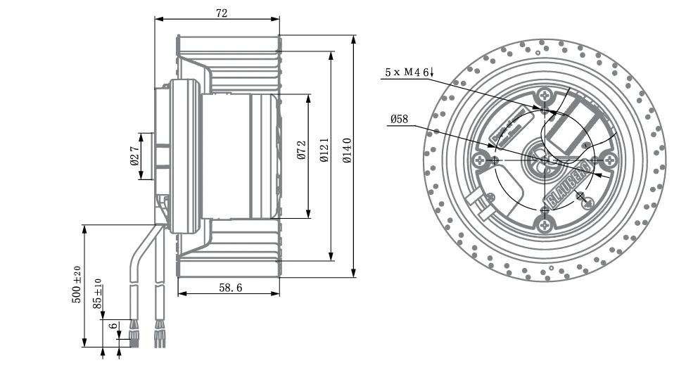 BC-F140B-EC-00 Overall Dimensions